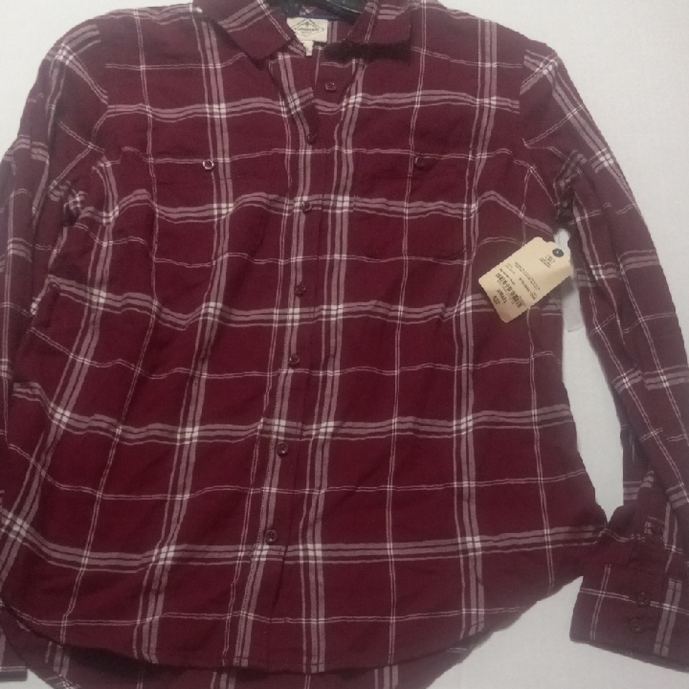 Women  Maroon Plaid Button-Down Shirt